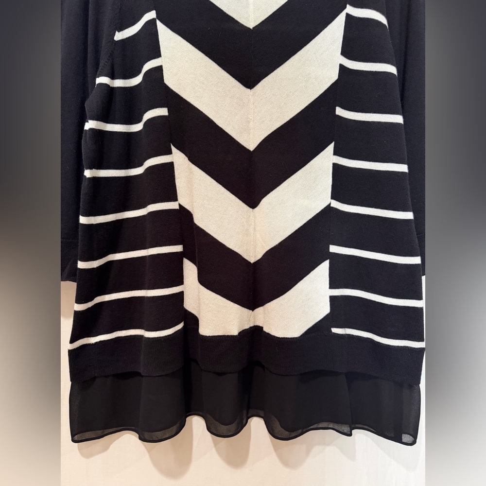Chico's Cotton Rayon Blend Tunic Extra Soft & Light w. Chiffon Hem Sz 3 (XL /16) - Picture 3 of 8
